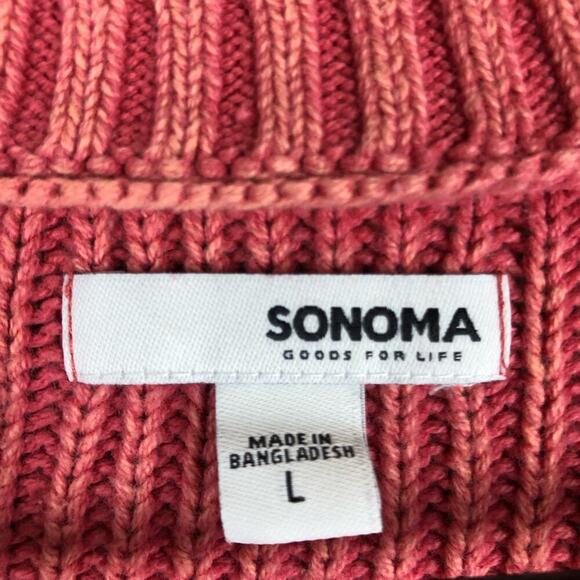 Sonoma Womens Sweater Blush Pink V Neck Cable Knit Fisherman Long Sleeve Large - Picture 5 of 12
